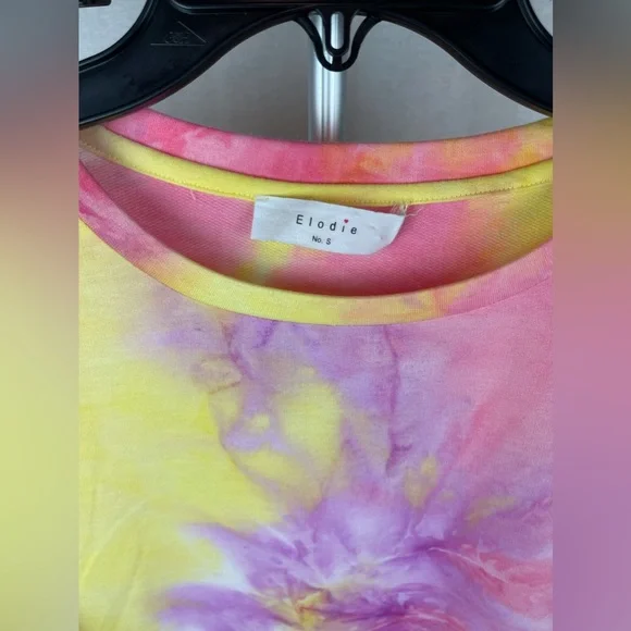 ELODIE TIE DYE CREW NECK T-SHIRT DRESS Size Small NWT - Picture 4 of 17